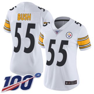 wholesale jerseys review Women\'s Pittsburgh Steelers #55 Devin Bush White Stitched 100th Season Vapor Limited Jersey nfl jersey 19.99